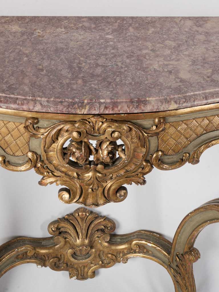 Pink marble-topped wall console
