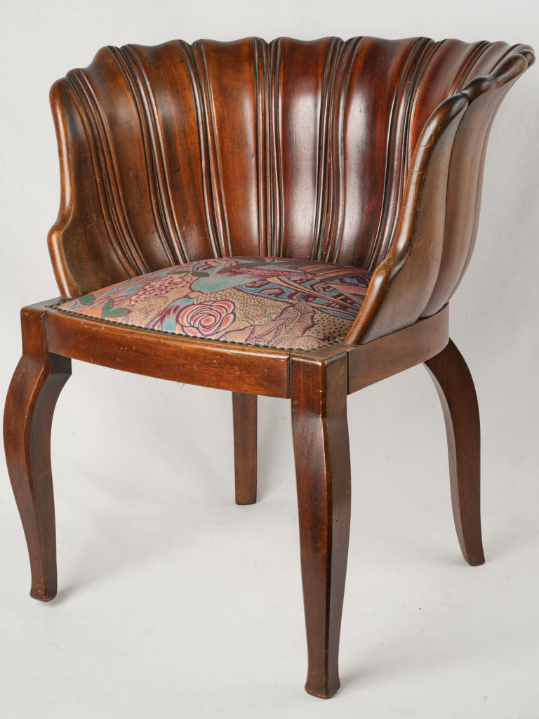Striking Art Deco Era Shell-Shaped Wooden Chair