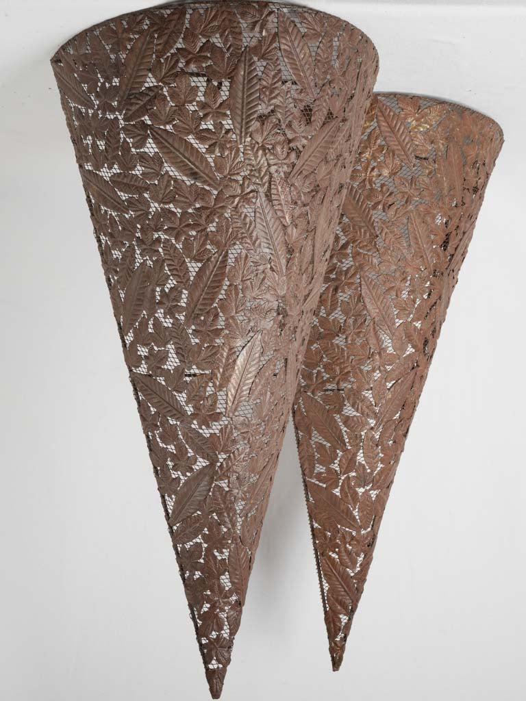 Artisanal iron leaf wall sconces