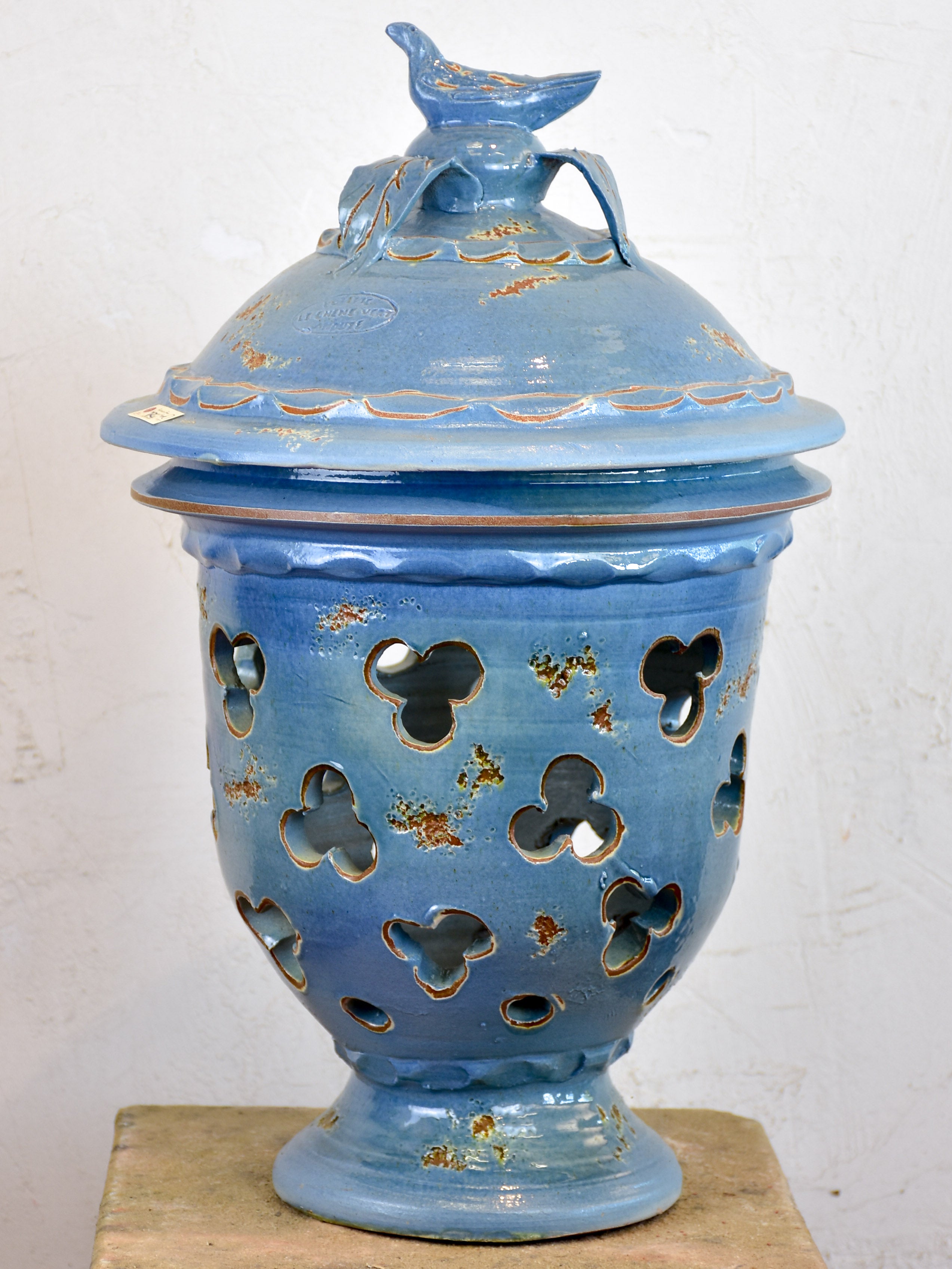 Hand made French lanterns and candle holders - blue finish